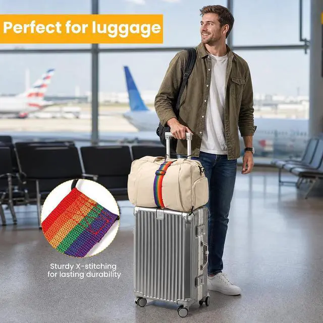 Alt view image 7 of 7 - Black Adjustable Elastic Luggage Straps for Suitcase, Travel Bungee Straps | Multi-Purpose Compact Travel Accessory to Secure Extra Luggage Bags and Free Your Hands On Trips