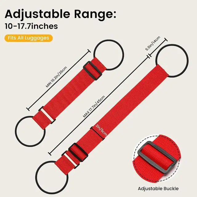 Alt view image 2 of 7 - Black Adjustable Elastic Luggage Straps for Suitcase, Travel Bungee Straps | Multi-Purpose Compact Travel Accessory to Secure Extra Luggage Bags and Free Your Hands On Trips