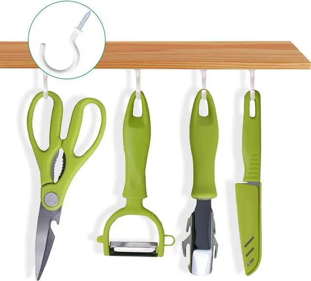 Alt view image 4 of 7 - yuntop 12 Pack Vinyl Coated Ceiling Hooks,Screw-in Mug Hooks | Multi-Function Wall Hooks Kitchen Hooks Cup Hooks for Indoors Outdoors (White, 1-1/4 Inch)