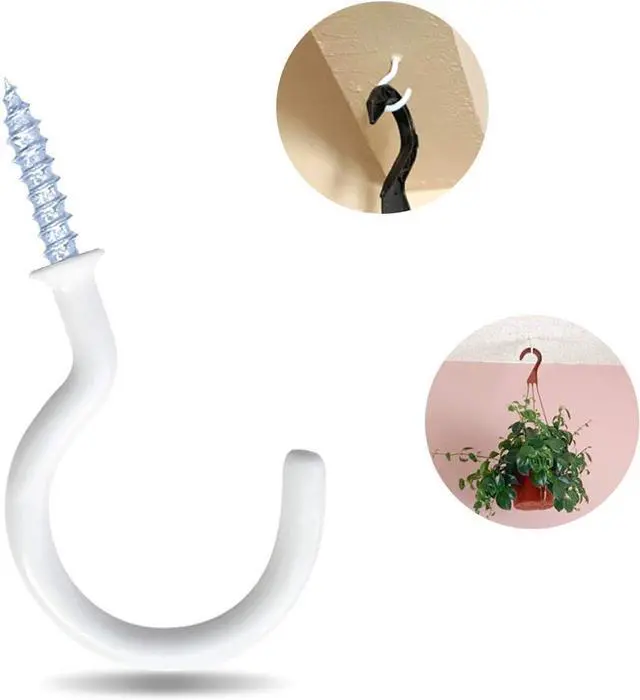 Alt view image 7 of 7 - yuntop 12 Pack Vinyl Coated Ceiling Hooks,Screw-in Mug Hooks | Multi-Function Wall Hooks Kitchen Hooks Cup Hooks for Indoors Outdoors (White, 1-1/4 Inch)