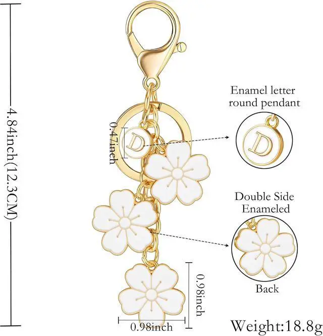 Alt view image 2 of 7 - XGALBLA Initial Keychain Flower Charms for Key Cute Flower Letter Keyring, Bag Charms Enameled Keychain Handbags Backpacks