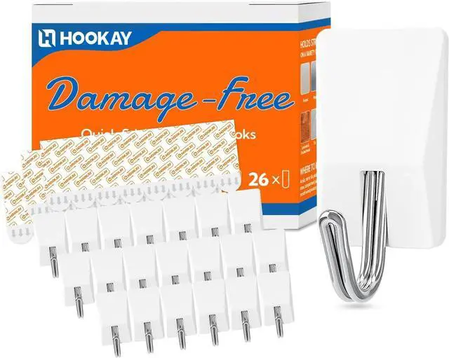 Main image of hookay 1lb Small Wire Toggle Hooks with 16 Damage-Free Wall Hooks and 24 Adhesive Strips, No Tools Removable Hanging for Light Decor/Keys/Photos, Holds up to 1 lb