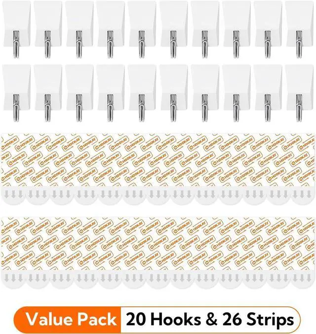 Alt view image 7 of 7 - hookay 1lb Small Wire Toggle Hooks with 16 Damage-Free Wall Hooks and 24 Adhesive Strips, No Tools Removable Hanging for Light Decor/Keys/Photos, Holds up to 1 lb