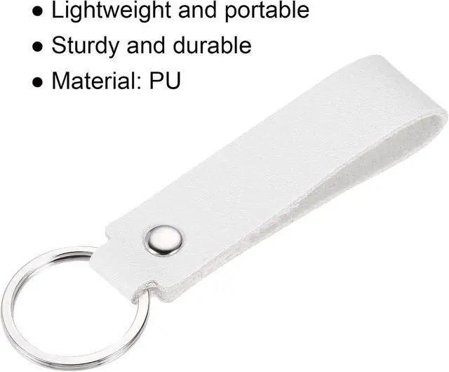 Alt view image 4 of 5 - PATIKIL Leather Keychain, PU Circle Keyring Decoration Key Holder Lanyard Strap for Wallet