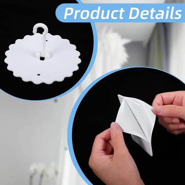 Alt view image 5 of 7 - 2 Set Ceiling Mosquito Net Hooks, Super Glue Bed Canopy Hooks White Dome Mosquitoes Nets Hook Bed Hanger Hook for Hanging Mosquito Net