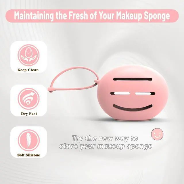 Alt view image 5 of 7 - YalsFTY Silicone Makeup Sponge Holder, Triple-Sided Breathable Beauty Blender Case for Travel and Daily Use, Shatterproof Storage, Quick-Drying, and Fits Sponges - Pink