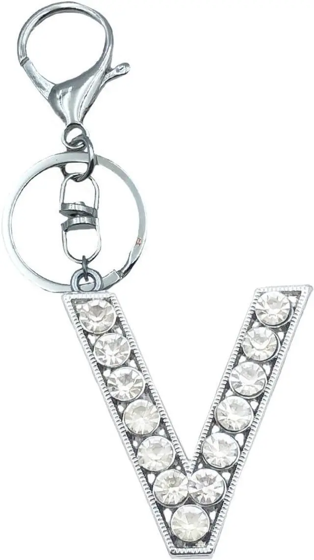 Main image of Unpafcxddyig Fashion A-Z Initials Letter Keychain Shiny Crystal Keyring DIY Key Ring Silver for Women Handbags backpack