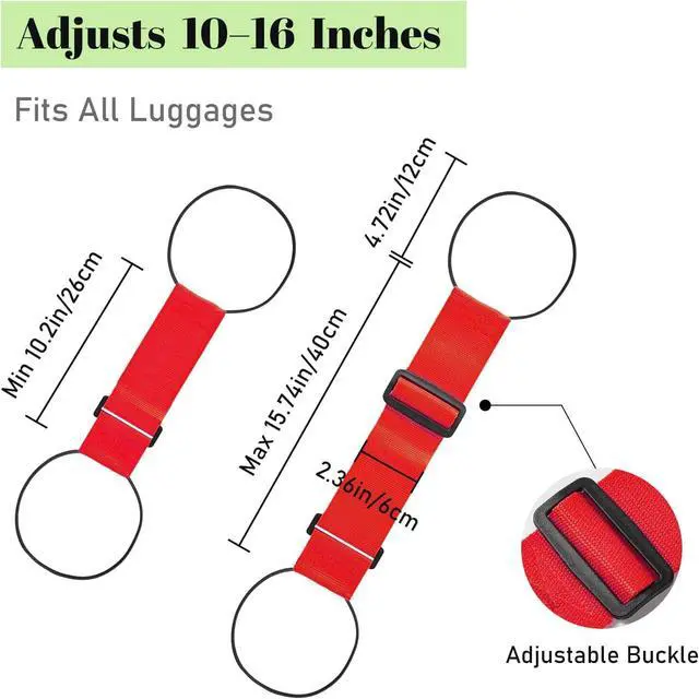 Alt view image 2 of 7 - 2 Pack Multi Use Strong Adjustable Luggage Connector Straps for Suitcases | Flexible Luggage Belt Strap Travel Accessories Elastic Fastening Bag Strap Suitcase Connector Straps (Red)
