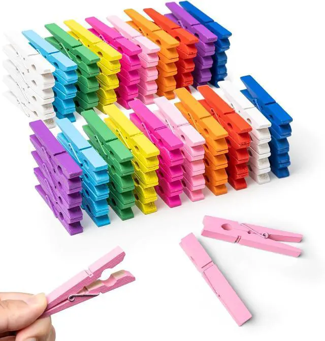 Main image of 30PCS Colored Clothes Pins, 2.9 Inch 10 Colors Wooden Clothespin, Rust Resistant Clothes Clip for Hanging Pictures, Photos, Clothes, Decoration Crafts