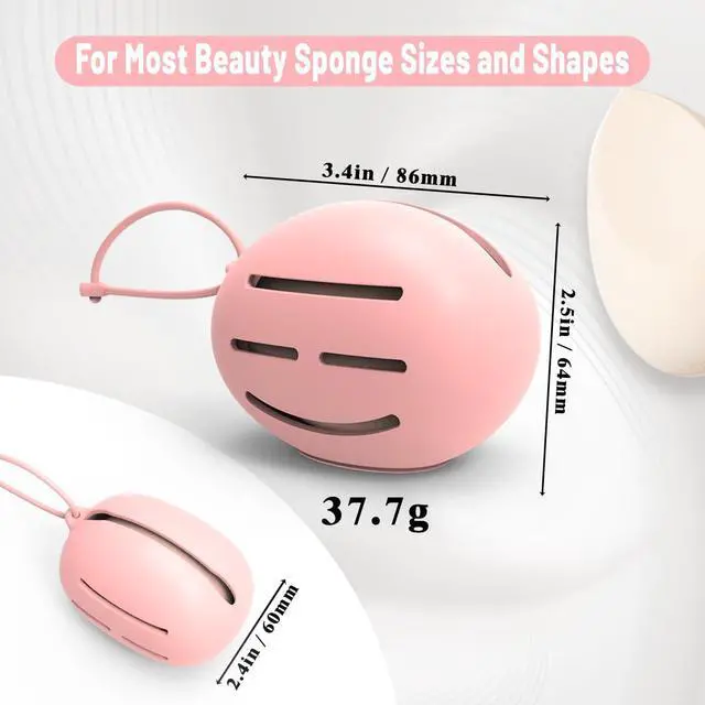 Alt view image 7 of 7 - YalsFTY Silicone Makeup Sponge Holder, Triple-Sided Breathable Beauty Blender Case for Travel and Daily Use, Shatterproof Storage, Quick-Drying, and Fits Sponges - Pink