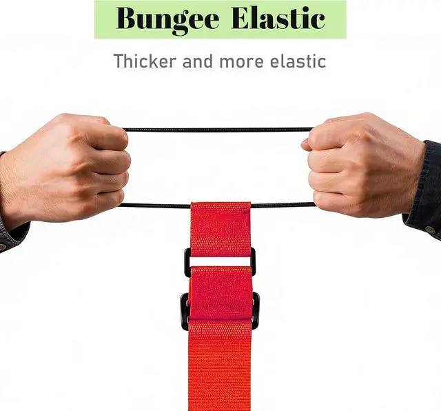 Alt view image 5 of 7 - 2 Pack Multi Use Strong Adjustable Luggage Connector Straps for Suitcases | Flexible Luggage Belt Strap Travel Accessories Elastic Fastening Bag Strap Suitcase Connector Straps (Red)