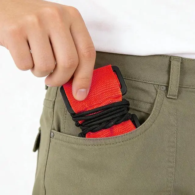 Alt view image 6 of 7 - 2 Pack Multi Use Strong Adjustable Luggage Connector Straps for Suitcases | Flexible Luggage Belt Strap Travel Accessories Elastic Fastening Bag Strap Suitcase Connector Straps (Red)