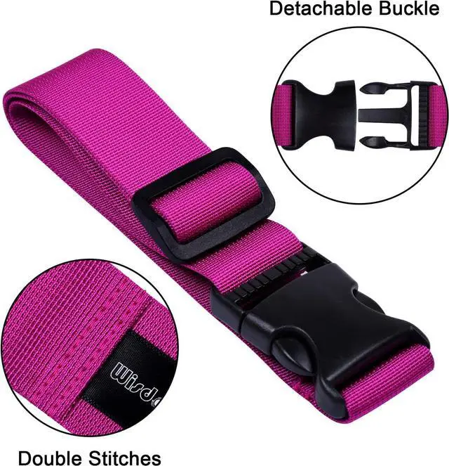 Alt view image 4 of 7 - Wisdompro 2 Pcs Add a Bag Luggage Strap, 31" Luggage Connector Strap Purple | Heavy Duty Adjustable Connect Suitcase Belt Travel Attachment Travel Accessories for Connecting Your Luggage Together