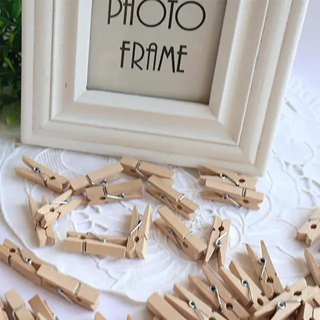 Alt view image 2 of 5 - 100 Pcs Wood Clothes Pins, 1 Inch(2.5cm) Small Wooden Clips for Papar Clips, Card Photo Pins and Clothes Pins (Wood)