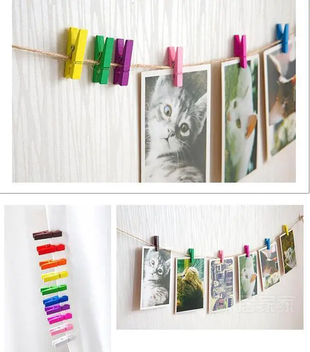 Alt view image 5 of 5 - 100 Pcs Wood Clothes Pins, 1 Inch(2.5cm) Small Wooden Clips for Papar Clips, Card Photo Pins and Clothes Pins (Wood)