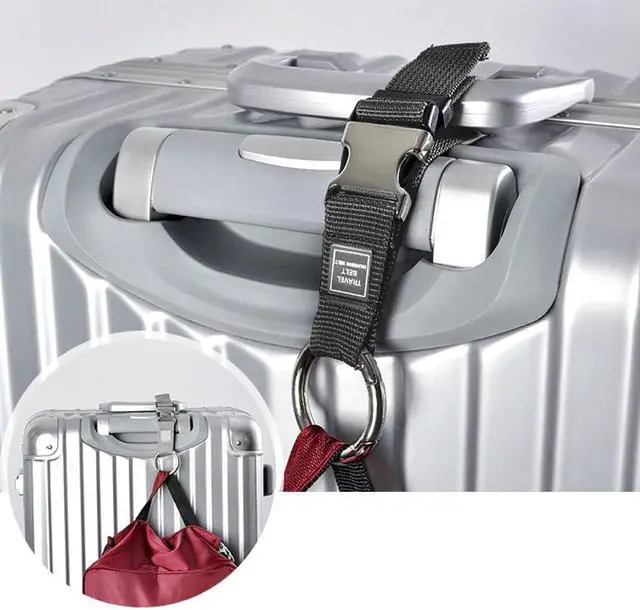 Alt view image 7 of 7 - Add-A-Bag Luggage Strap Jacket Gripper, Luggage Straps Baggage Suitcase Belts Travel Accessories - Make Your Hands Free, Easy to Carry Your Extra Bags, Black
