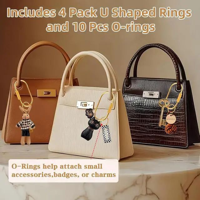 Alt view image 4 of 7 - Muitcdo Brass Key Rings Bulk, Gold Key Chain Organizer Holder for Men Women with Secure Screw Locking, Cute Purse Bag Charms for Handbags, Small Carabiner Clip for Dog Leash Pet Tags (4 Pack)