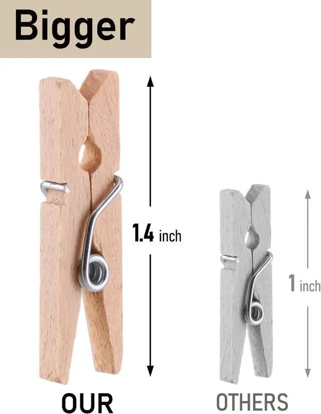 Alt view image 3 of 7 - 1.4 Inch Mini Clothespins, 100pcs Small Clothes Pins for Photos | Small Clothes Pins Wooden, Mini Photo Clips for Baby Shower Crafts DIY Project
