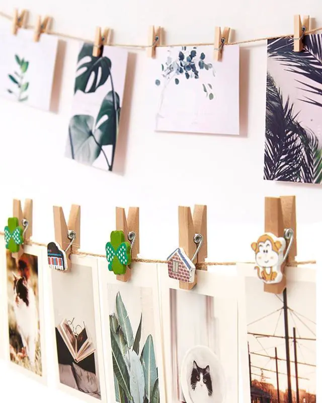 Alt view image 6 of 7 - 1.4 Inch Mini Clothespins, 100pcs Small Clothes Pins for Photos | Small Clothes Pins Wooden, Mini Photo Clips for Baby Shower Crafts DIY Project