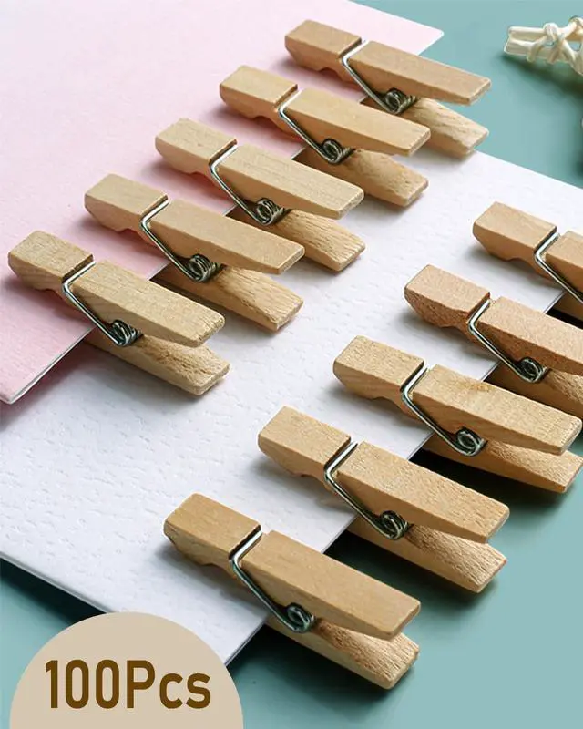 Alt view image 7 of 7 - 1.4 Inch Mini Clothespins, 100pcs Small Clothes Pins for Photos | Small Clothes Pins Wooden, Mini Photo Clips for Baby Shower Crafts DIY Project
