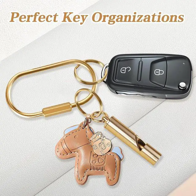 Alt view image 5 of 7 - Muitcdo Brass Key Rings Bulk, Gold Key Chain Organizer Holder for Men Women with Secure Screw Locking, Cute Purse Bag Charms for Handbags, Small Carabiner Clip for Dog Leash Pet Tags (4 Pack)