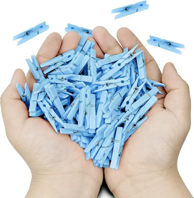 Main image of 50 PCS 1.32 Inch Blue Clothes Pin Mini Clothespins Plastic Clothespins Pins Plastic Clothespins for Clothing Hanging Closepins Photos Pictures Decoration Clip Decorative Crafts Pegs (50, Blue)
