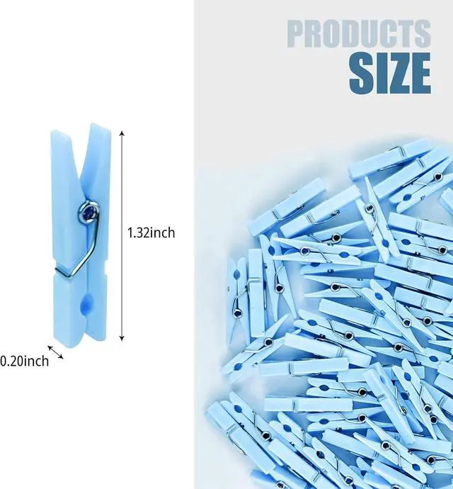 Alt view image 2 of 7 - 50 PCS 1.32 Inch Blue Clothes Pin Mini Clothespins Plastic Clothespins Pins Plastic Clothespins for Clothing Hanging Closepins Photos Pictures Decoration Clip Decorative Crafts Pegs (50, Blue)