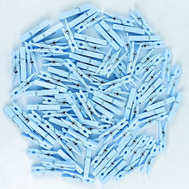 Alt view image 6 of 7 - 50 PCS 1.32 Inch Blue Clothes Pin Mini Clothespins Plastic Clothespins Pins Plastic Clothespins for Clothing Hanging Closepins Photos Pictures Decoration Clip Decorative Crafts Pegs (50, Blue)