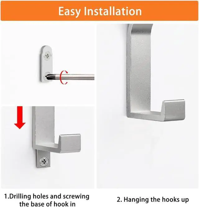 Alt view image 6 of 7 - Coat Rack Hooks Wall Mounted, Silver 4Packs, Bath Towel Rope Hooks for Kitchen, Door, Cabinet, Bathroom, Foyers, Hallways, and Bedrooms