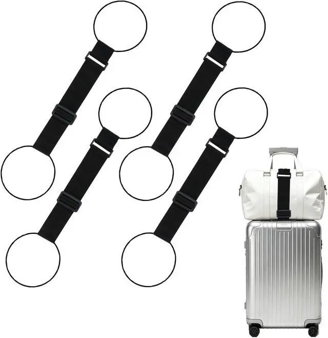 Main image of Luggage Connector Straps, Adjustable Elastic Durable Straps for Connecting Luggage Bags to Suitcases, Hands-Free Travel Essential (4PCS Black)