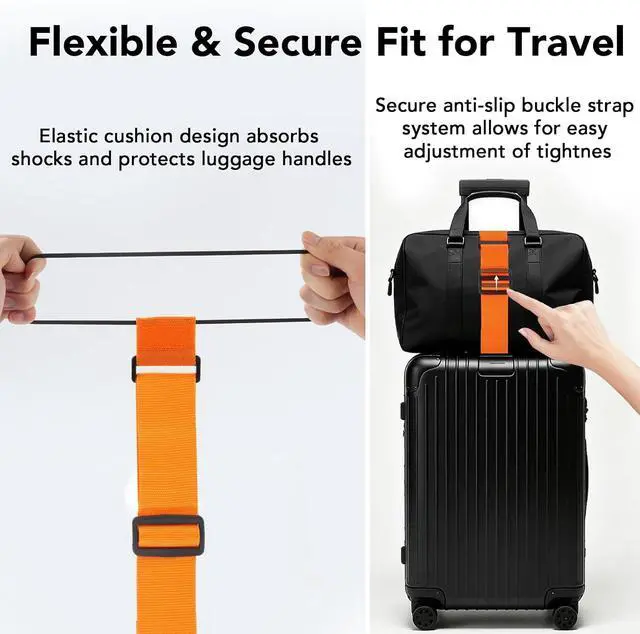 Alt view image 4 of 6 - Luggage Connector Straps, Adjustable Elastic Durable Straps for Connecting Luggage Bags to Suitcases, Hands-Free Travel Essential (4PCS Black)