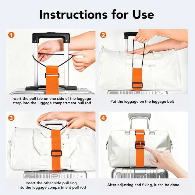 Alt view image 5 of 6 - Luggage Connector Straps, Adjustable Elastic Durable Straps for Connecting Luggage Bags to Suitcases, Hands-Free Travel Essential (4PCS Black)