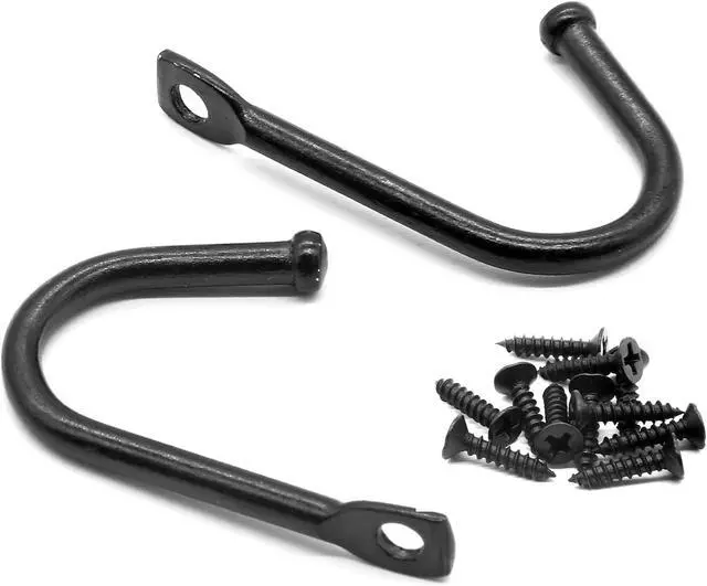 Alt view image 4 of 7 - Piutouyar Metal J Shaped Iron Hooks, 1.4 Inch Single Hooks, Black, 10Pcs | Wall Mounted Hook, Simple Hanger Hook for Coats, Bags and Key