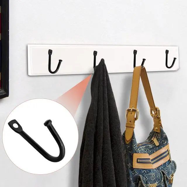 Alt view image 5 of 7 - Piutouyar Metal J Shaped Iron Hooks, 1.4 Inch Single Hooks, Black, 10Pcs | Wall Mounted Hook, Simple Hanger Hook for Coats, Bags and Key