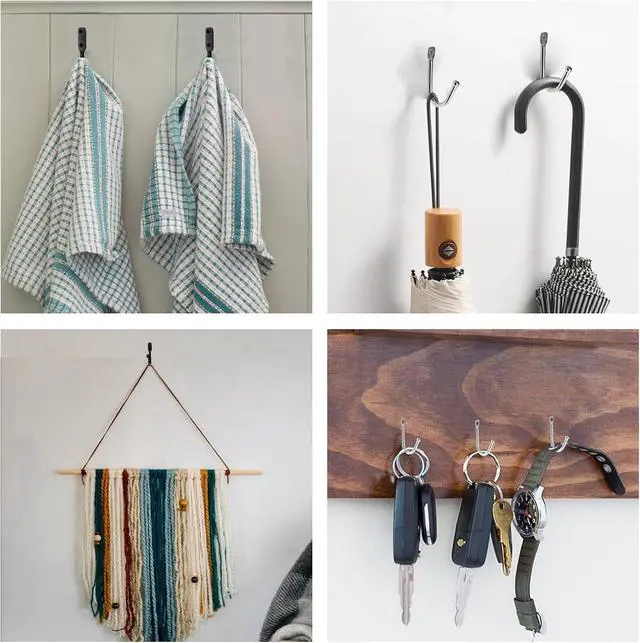 Alt view image 7 of 7 - Piutouyar Metal J Shaped Iron Hooks, 1.4 Inch Single Hooks, Black, 10Pcs | Wall Mounted Hook, Simple Hanger Hook for Coats, Bags and Key