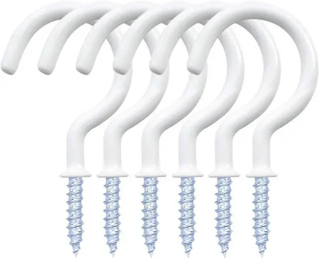 Main image of yuntop 12 Pack Vinyl Coated Ceiling Hooks,Screw-in Mug Hooks | Multi-Function Wall Hooks Kitchen Hooks Cup Hooks for Indoors Outdoors (White, 2 Inch)