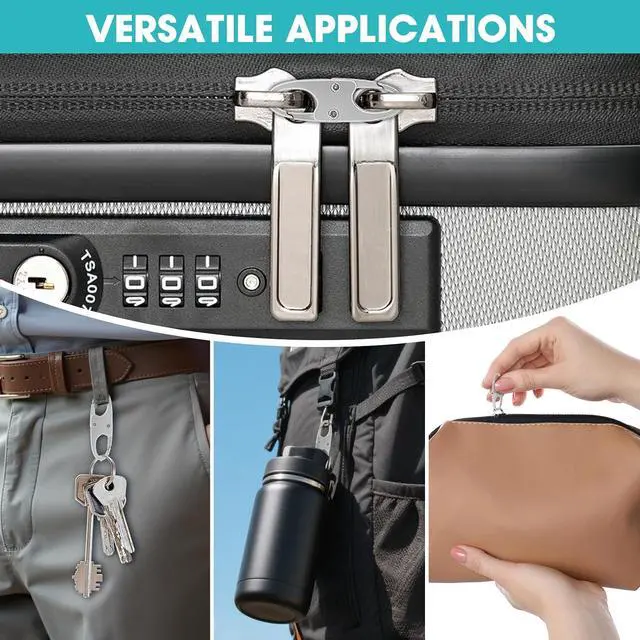 Alt view image 3 of 7 - 8 Pcs Anti-Theft Small Carabiner Clip, Double Opening Zipper Pull Replacement, Elegant Zinc Alloy Zipper Clips for Backpacks, Luggage, Duffel Bags, Travel Essentials - 4 Silver & 4 Gunmetal