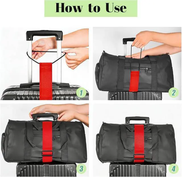 Alt view image 7 of 7 - 2 Pack Multi Use Strong Adjustable Luggage Connector Straps for Suitcases | Flexible Luggage Belt Strap Travel Accessories Elastic Fastening Bag Strap Suitcase Connector Straps (Red)
