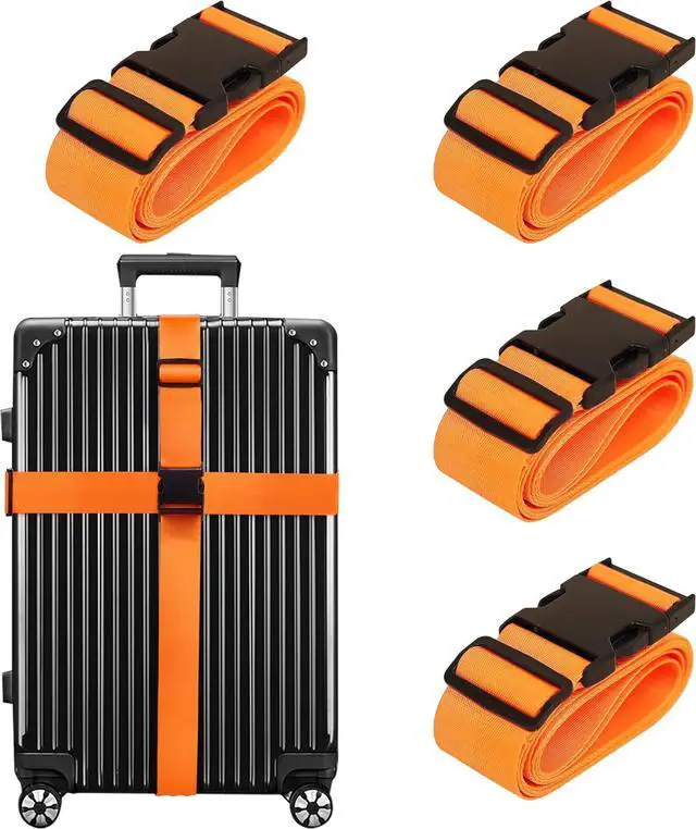 Main image of Luggage Straps for Suitcases TSA Approved Travel Belt 4 Pack by Chelmon(Orange)