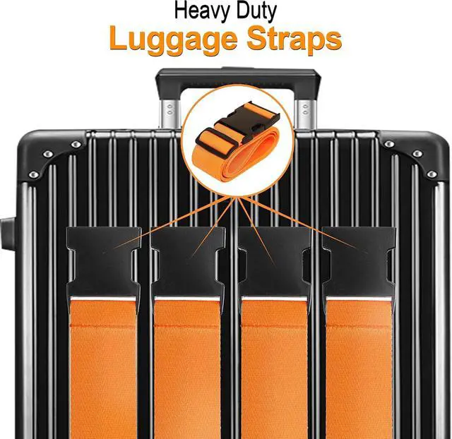Alt view image 3 of 7 - Luggage Straps for Suitcases TSA Approved Travel Belt 4 Pack by Chelmon(Orange)