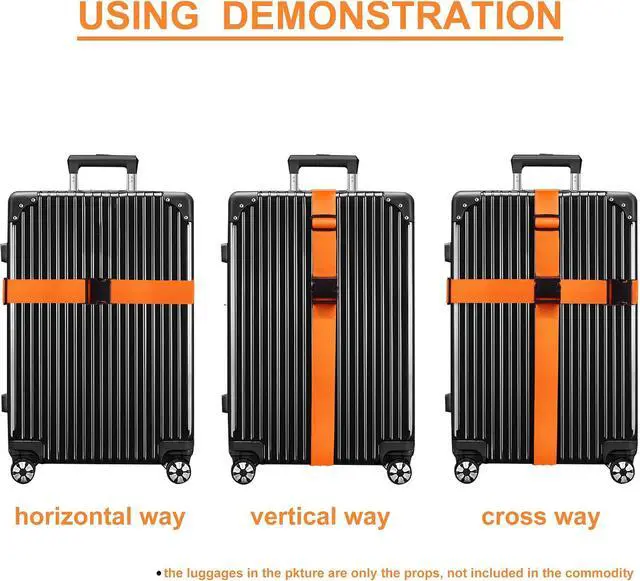 Alt view image 5 of 7 - Luggage Straps for Suitcases TSA Approved Travel Belt 4 Pack by Chelmon(Orange)
