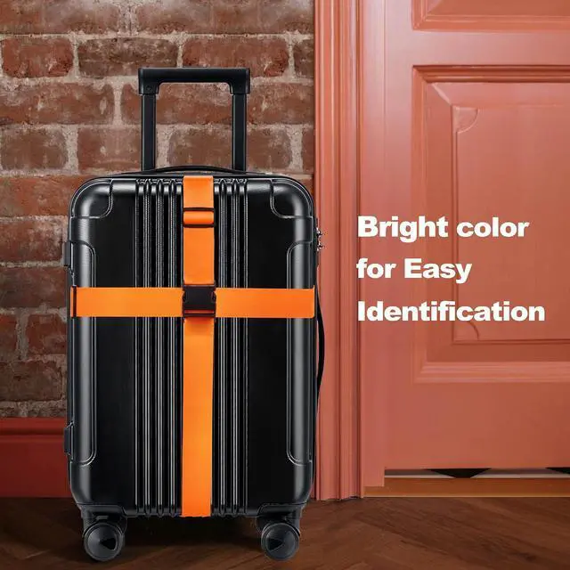 Alt view image 6 of 7 - Luggage Straps for Suitcases TSA Approved Travel Belt 4 Pack by Chelmon(Orange)