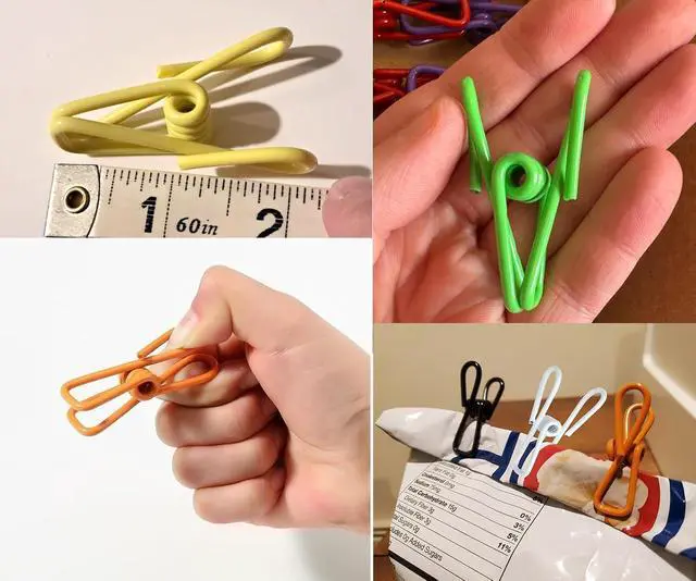 Alt view image 7 of 7 - 2 Inch Chip Clips Black,Steel Clothes Pins Utility PVC-Coated Steel Clips for Food Package Chips Bag Parper (20, Black)