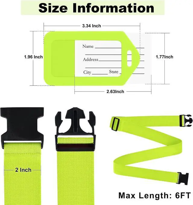 Alt view image 2 of 6 - Gostwo 8 Pack Luggage Straps and Tags Set - 4 Straps, 4 Tags, Suitcase Belt | Luggage Straps for Suitcases TSA Approved, Heavy Duty Easy to Identify Travel Tags, Green