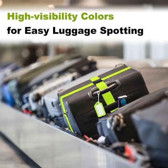 Alt view image 4 of 6 - Gostwo 8 Pack Luggage Straps and Tags Set - 4 Straps, 4 Tags, Suitcase Belt | Luggage Straps for Suitcases TSA Approved, Heavy Duty Easy to Identify Travel Tags, Green