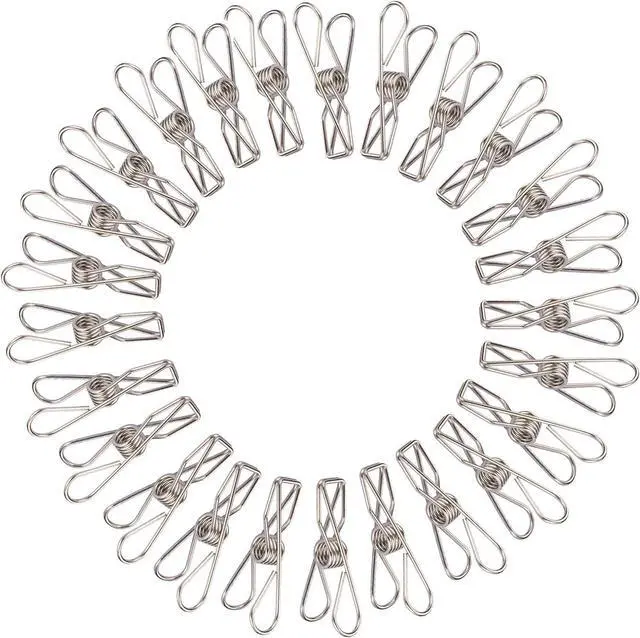 Main image of Small Chip Clips, 40 Pcs 1.7 Inch Stainless Steel High Elasticity Good Persistence for Clothespins, Paper Clips, Food Bag Clips, Clothes Pins (40)