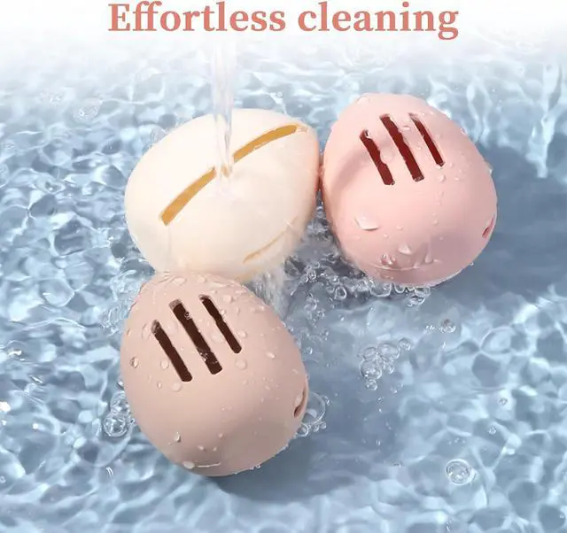 Alt view image 4 of 6 - 3 Pcs Makeup Sponge Holder, Cosmetic Travel Cases, Egg-shaped Blender Storage, Durable Silicone Organizer for Wet or Dry Makeup Sponges, Space-Saving, Easy to Clean (white/pink/khaki)