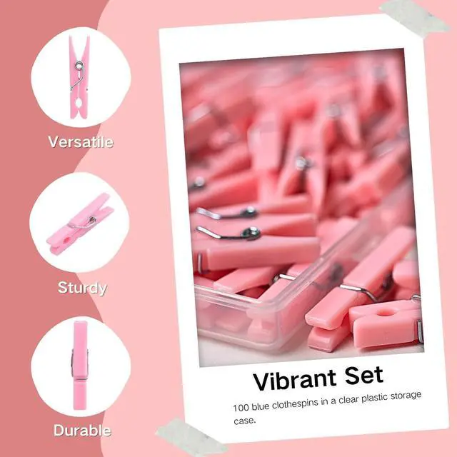 Alt view image 2 of 6 - 50PCS mini clothespins for Photos Clothes pins for Baby Shower Games and Decorations Plastic Pink Small Clothes pin for Girl (MINI Pink 50)