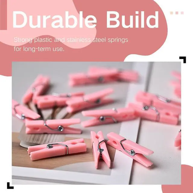 Alt view image 3 of 6 - 50PCS mini clothespins for Photos Clothes pins for Baby Shower Games and Decorations Plastic Pink Small Clothes pin for Girl (MINI Pink 50)