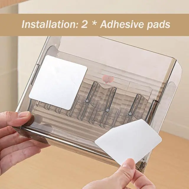 Alt view image 6 of 7 - Wall-Mounted Makeup Eyeliner Lip Liner Organizer Holder, 16-Slot Cabinet Storage for Brush, Makeup Pencils, Concealer Pencil Display Case for Vanity Bathroom, Clear